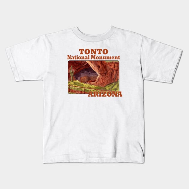 Tonto National Monument, Arizona Kids T-Shirt by MMcBuck